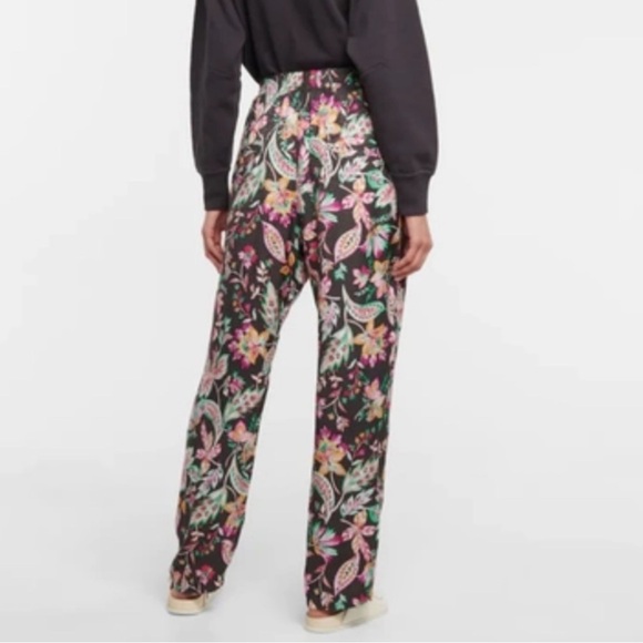 Isabel Marant Etoile Benton Floral Silky Straight Leg Pants Size S - Picture 2 of 10